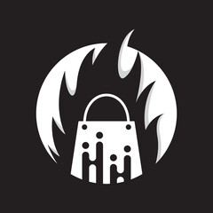 Shop and fire logo vector icon