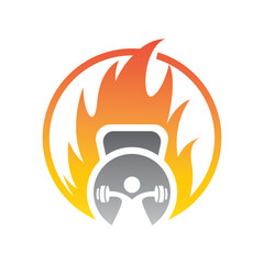 Fitness and fire logo vector icon