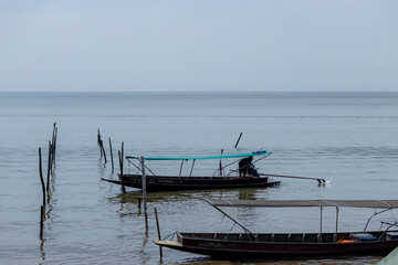 Fototapeta na wymiar The local fishing boat on the sea