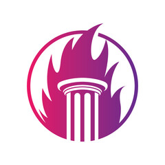 Pillar and fire logo design
