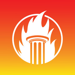 Pillar and fire logo design