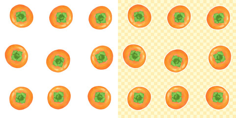 美味しそうな柿のシームレスパターン素材／Delicious persimmon seamless pattern material