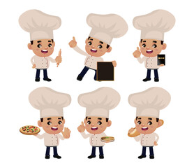 Set of Chef characters in different poses