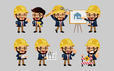 Engineer with different poses