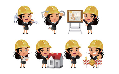 Engineer with different poses