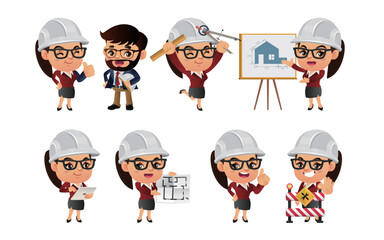 Engineer with different poses