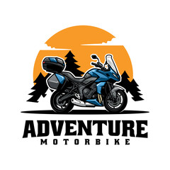 touring and adventure motorcycle logo vector