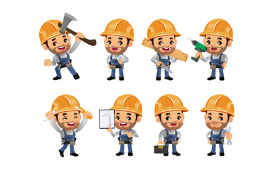 construction worker with different poses