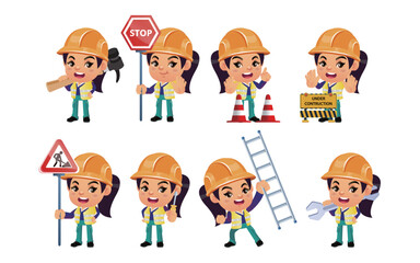 construction worker with different poses