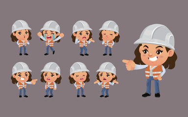 Set of worker with different emotions