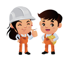 construction worker with different poses