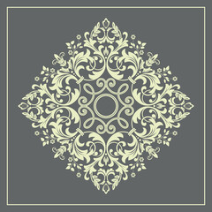 Damask graphic ornament. Floral design element. Gray vector pattern