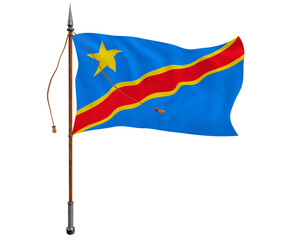 National flag  of Congo Democratic Republic. Background  with flag  of Congo Democratic Republic