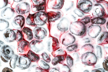 Chocolate flakes in milk in the form of rings close-up