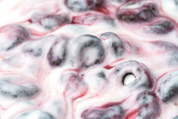 Chocolate flakes in milk in the form of rings close-up