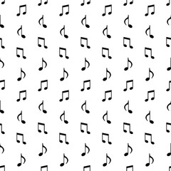 black musical notes on a white background seamless pattern