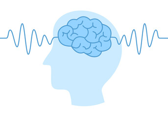 human brain wave concept vector illustration on white background.