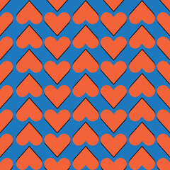 Red heart upside down in blue background