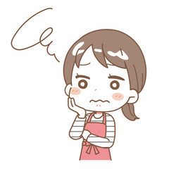 Illustration of a worried woman.
