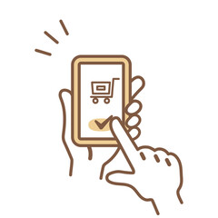 Illustration of a hand shopping with a smartphone.