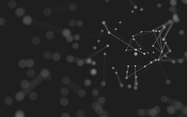 Abstract background. Molecules technology with polygonal shapes, connecting dots and lines. Connection structure. Big data visualization.