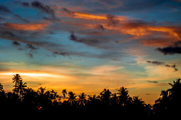 sunset in the tropical landscape