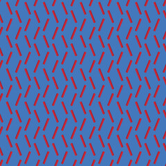 3D red lines on blue background in seamless pattern.
