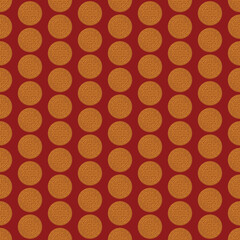 Golden oriental elements, red background on seamless pattern