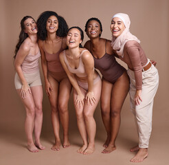 Diversity, women and beauty in studio for self love, global community and support, wellness and...