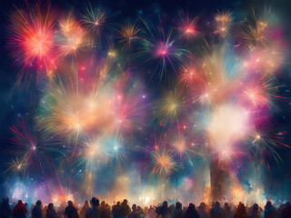Fototapeta na wymiar fireworks in the night sky, Generative AI