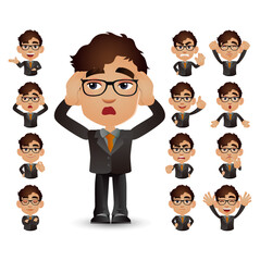 Cute Set - Set of business people with different emotion