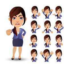 Cute Set - Set of business people with different emotion