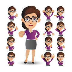 Cute Set - Set of business people with different emotion