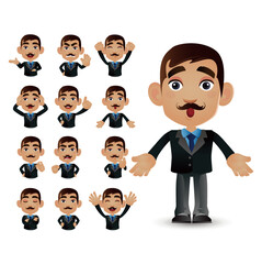 Cute Set - Set of business people with different emotion