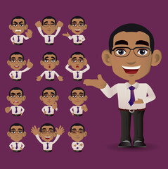 Cute Set - Set of business people with different emotion
