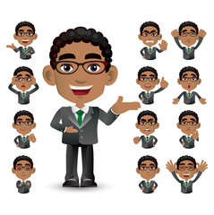 Cute Set - Set of business people with different emotion
