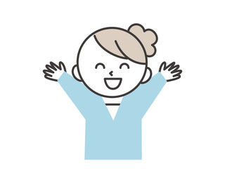 Obraz premium 両手を挙げて喜ぶ若い女性