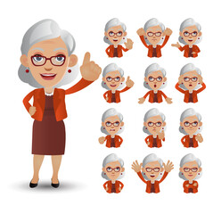 Cute Set - Set of old people with different emotion