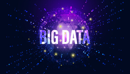 Abstract Big Data world Vector Big Data Quantum design or the future, complexity of information. large social network insight In the form of a wave. Futuristic background.