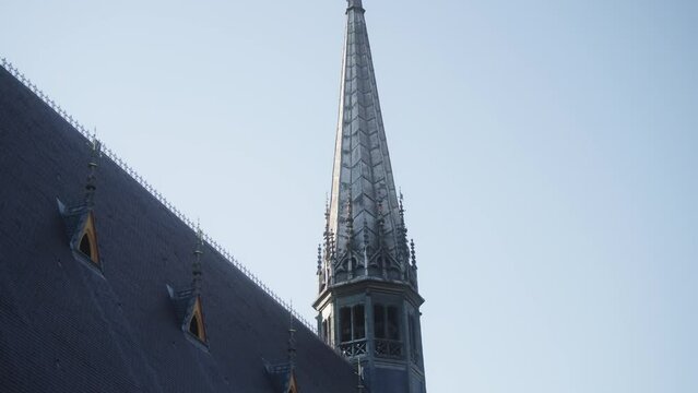 Building spire steeple detail shot (4k 30p Slowmotion)