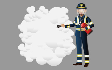 Set of firefighter with different poses