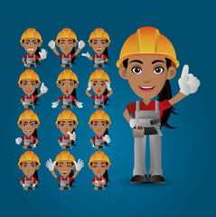 Cute Set - Set of worker with different emotions