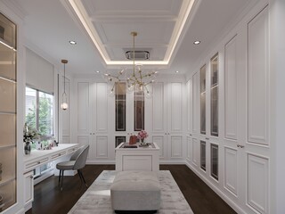 3d rendering of interior walk-in closet room