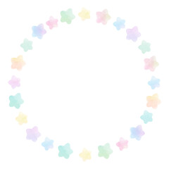 水彩の星　丸い枠