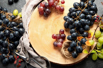 Grapes on a dark background.