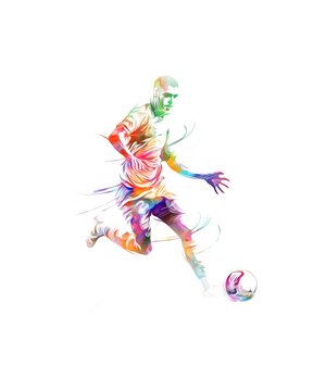 soccer player playing with ball, colorful illustration on White.