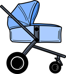 The blue stroller