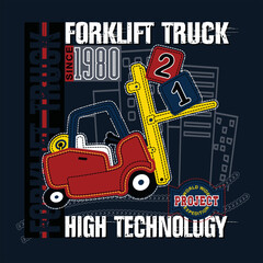 Vector illustration of cartoon forklift truck design