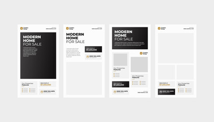 Brown Property Standee, Roll-Up Banner, and Social Media Story Templates. Immerse your audience in the warmth and elegance of property showcases with this cohesive design in rich brown tones.
