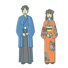 正月　着物　人物